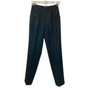 Vintage 80s Bassonova Wool Black Plaid High Rise Straight Tapered Trousers Pants